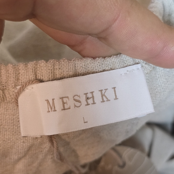 Meshki Loz Tie Back Linen Mini Dress In Natural L - Picture 4 of 16